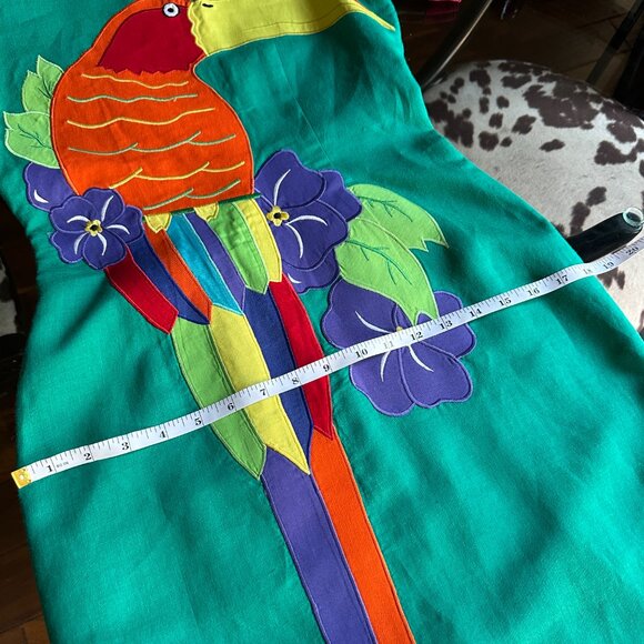 Vintage Deborah Laws Colorful Toucan Tropical Midi Dress Sz 4 - Picture 7 of 11